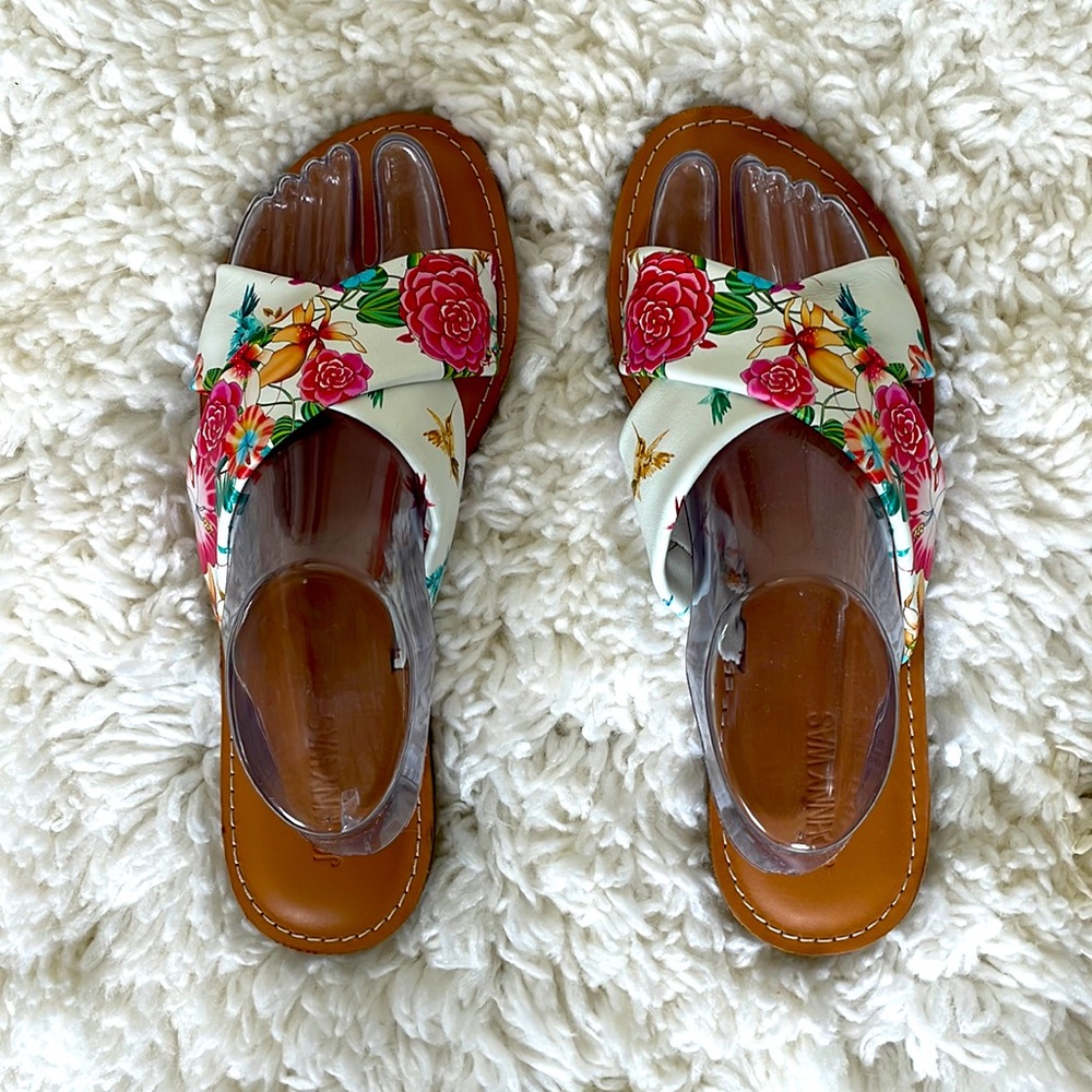 Johnny Was New Floral Print Sandals - Size 10